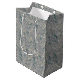 Sac Cadeau Moyen Gribouillages floraux sur gris