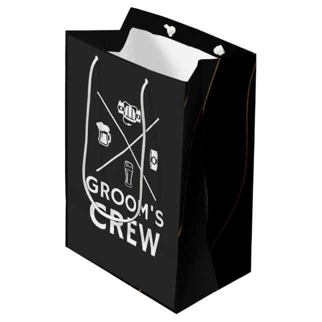 Sac Cadeau Moyen Groom's Crew Groomsmen Bachelor Party (Devant Angle)