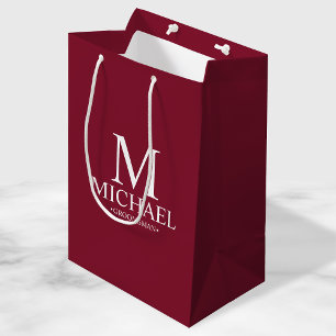 Sac Cadeau Moyen Groomsman personnalisé de la Bourgogne moderne