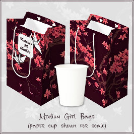 Sac Cadeau Moyen Grue en papier rose Origami Fleur de cerisier