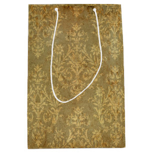 Sac Cadeau Moyen Grunge, rustique, damassé, bronze, antique, victo