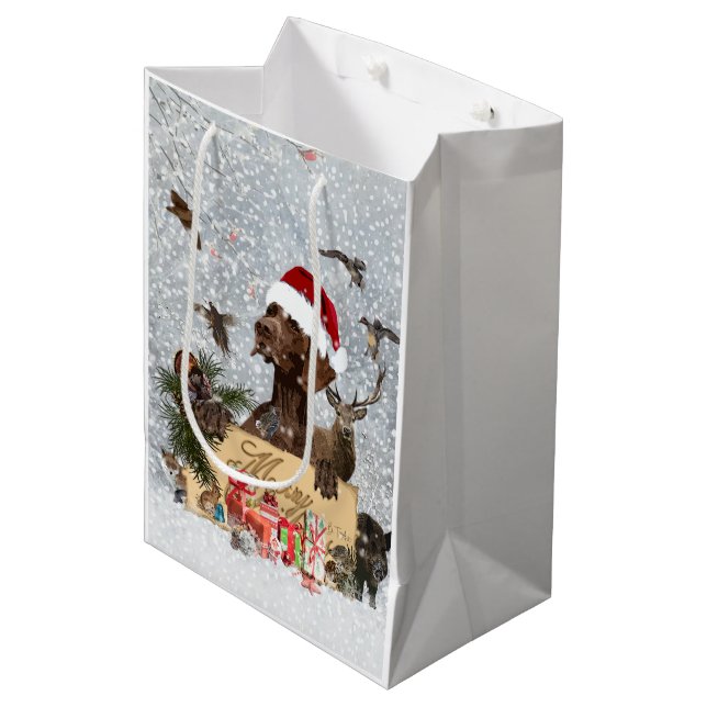 Sac Cadeau Moyen Gsp, Noël de chien (Devant Angle)