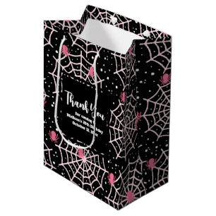 Sac Cadeau Moyen Halloween Cobwebs et araignées Motif Merci
