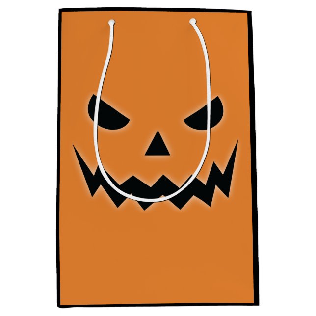 Sac Cadeau Moyen Halloween Éffrayant Jack-o'-lantern visage Citroui (Devant)