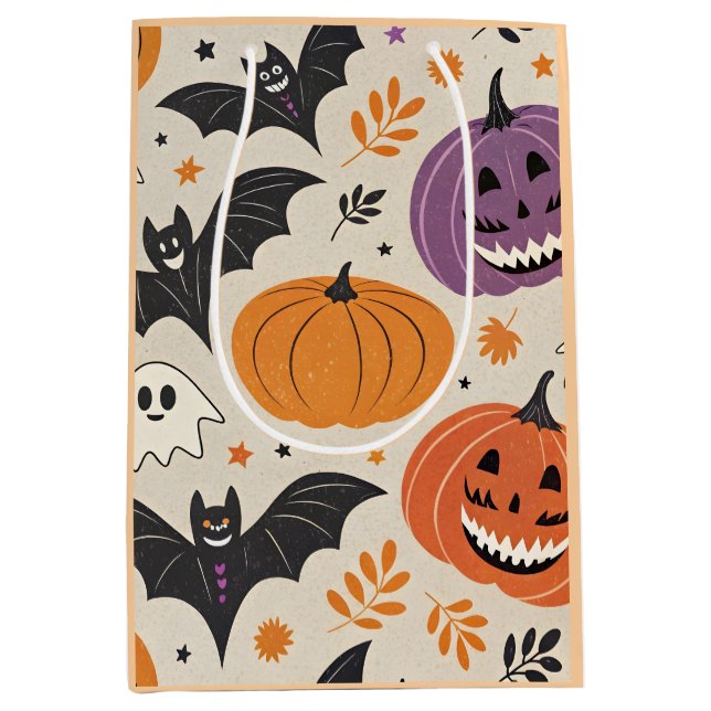 Sac Cadeau Moyen Halloween et motif d'automne (Devant)