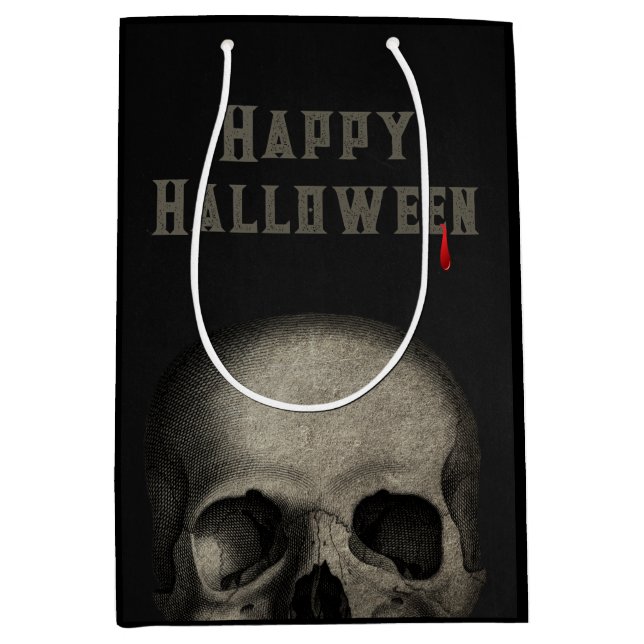 Sac Cadeau Moyen Halloween Party Éffrayant crâne (Devant)