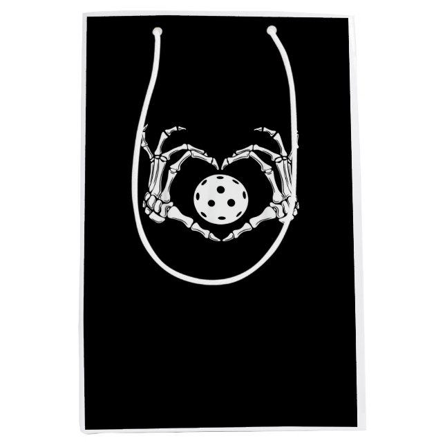Sac Cadeau Moyen Halloween Pickle Skeleton Mains de coeur (Devant)