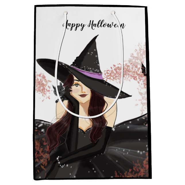 Sac Cadeau Moyen halloween, sorcière (Devant)