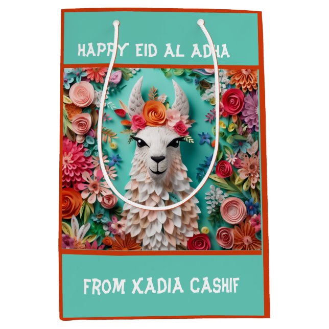 Sac Cadeau Moyen Happy Adha Eid- Bakra Eid Sheep Medium Cadeau (Devant)