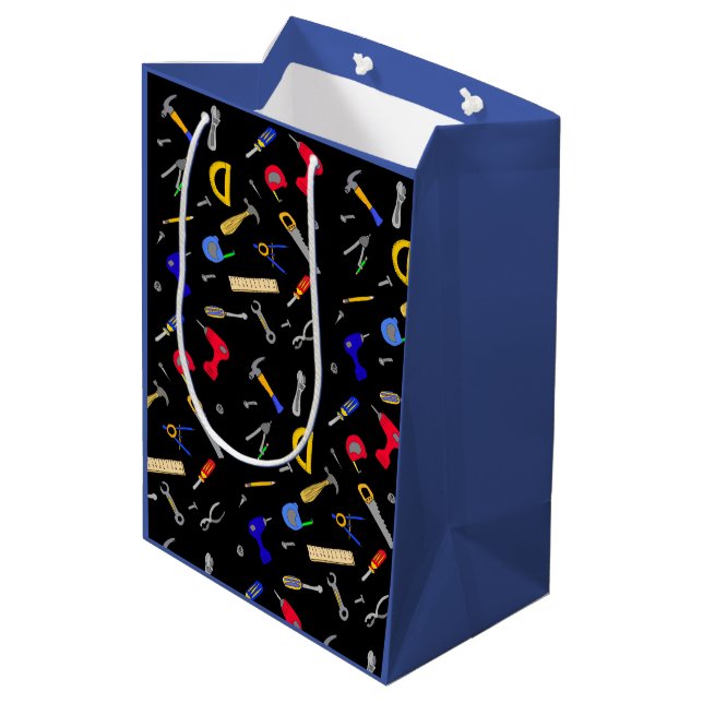 Sac Cadeau Moyen Happy Birthday Boy's Tools Collage (Dos Angle)