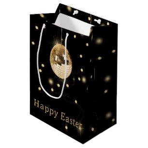 Sac Cadeau Moyen Happy Easter Gold Disco Ball