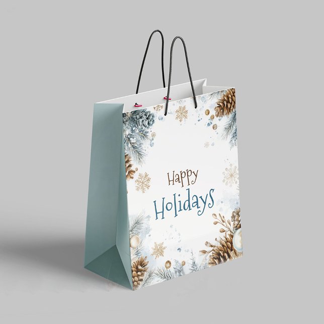 Sac Cadeau Moyen  Happy Holidays Pine Tree Gift Bag (Créateur téléchargé)
