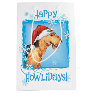 Sac Cadeau Moyen Happy Howlidays Airedale