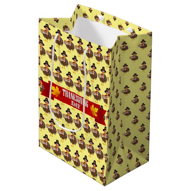 Sac Cadeau Moyen Happy Thanksgiving (Devant Angle)