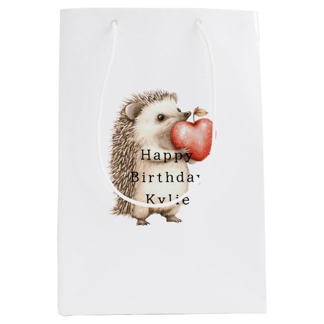 Sac Cadeau Moyen Hedgehog Apple Coeur Anniversaire (Devant)