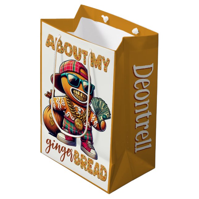 Sac Cadeau Moyen Hip hop Gingerbread Homme Swag Noël (Devant Angle)