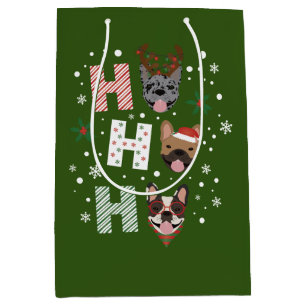 Sac Cadeau Moyen Ho Ho Ho French Bulldog Joyeux Noël