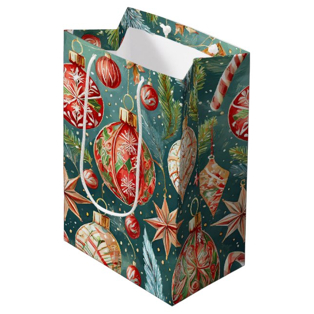 Sac Cadeau Moyen Holiday Ornaments  (Devant Angle)