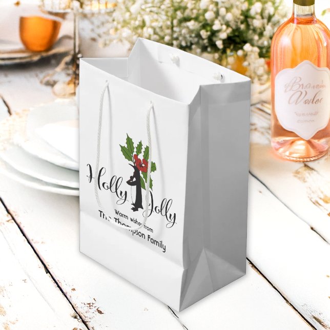 Sac Cadeau Moyen Holly Jolly Cute Funny Penguin Noël (Créateur téléchargé)