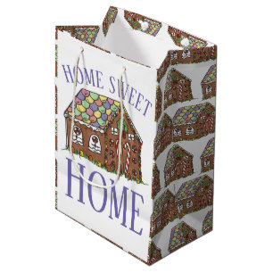 Sac Cadeau Moyen Home Sweet Home Gingerbread Maison Vacances