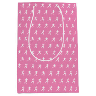 Sac Cadeau Moyen Homme coureurs Silhouette sur Arrière - plan rose