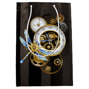 Sac Cadeau Moyen Horloge à vapeur avec libellule mécanique