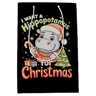 Sac Cadeau Moyen I Want A Hippopotamus For Christmas Hippo Xmas
