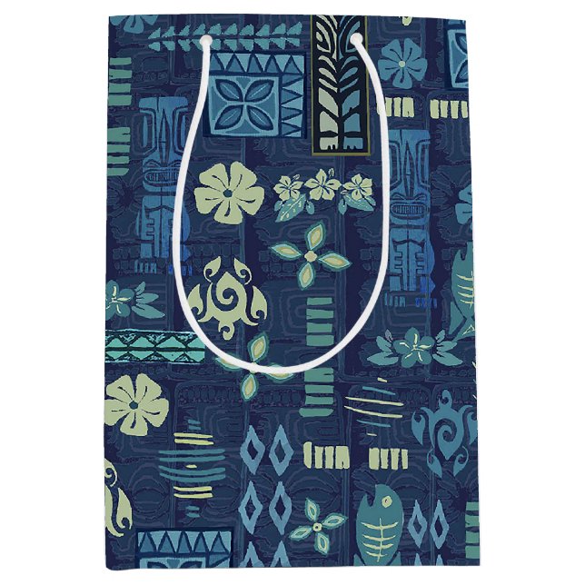 Sac Cadeau Moyen Icônes de Tiki Hawaïen rétro (Devant)