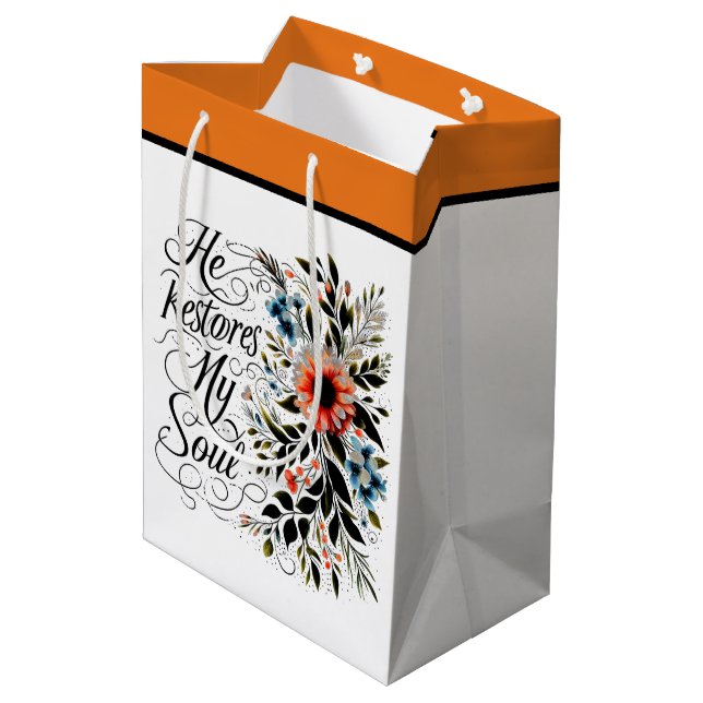 Sac Cadeau Moyen Il restaure mon âme florale (Dos Angle)
