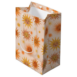 Sac Cadeau Moyen Illustration de l'aquarelle orange Sun Face