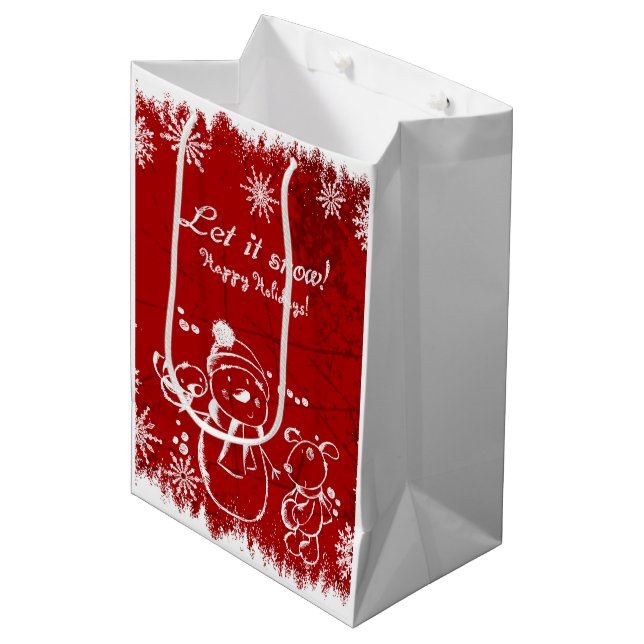 Sac Cadeau Moyen Illustration De Vacances Rouge Et Blanc (Devant Angle)