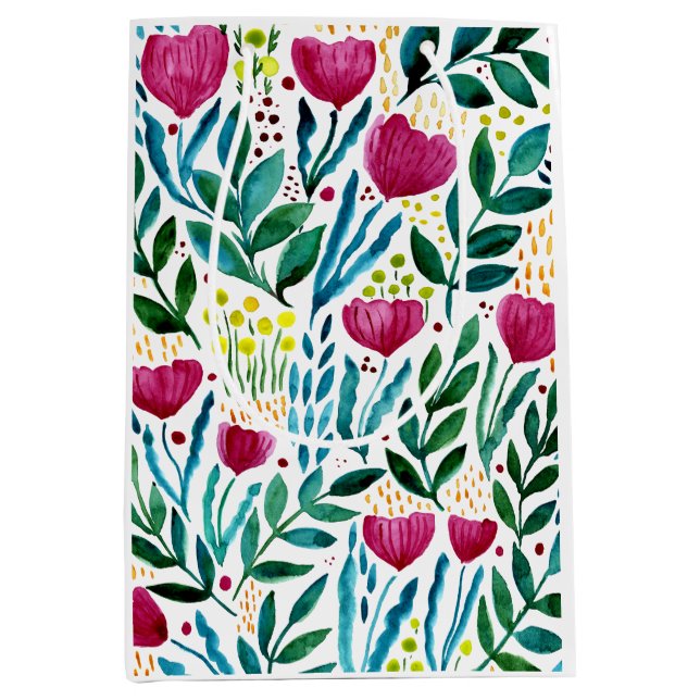 Sac Cadeau Moyen Illustration florale botanique (Devant)