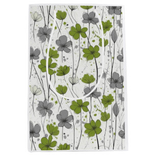 Sac Cadeau Moyen Illustration florale, fleurs sauvages abstraits, m