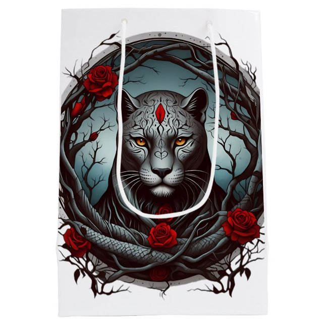 Sac Cadeau Moyen Illustration frappante d'une panthère (Dos)