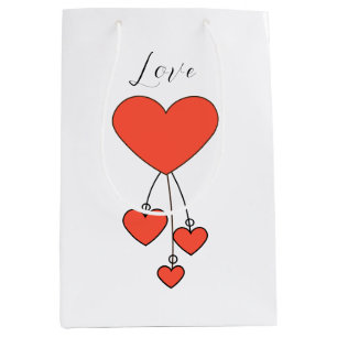 Sac Cadeau Moyen Illustration simple avec coeur écarlate Amour