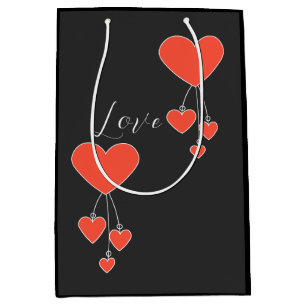 Sac Cadeau Moyen Illustration simple avec coeur écarlate Amour