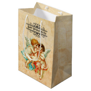 Sac Cadeau Moyen Illustration vintage Ephemera Angel Cherubs