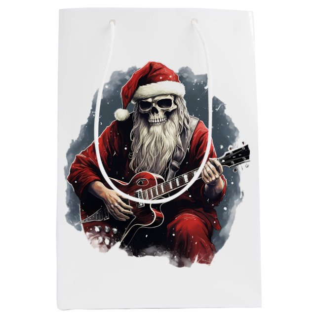 Sac Cadeau Moyen Imaginaire Skull Skeleton Père Noël Jouer de la nu (Devant)
