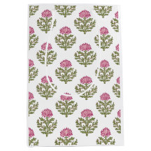 Impression de bloc de chrysanthème, rose et vert