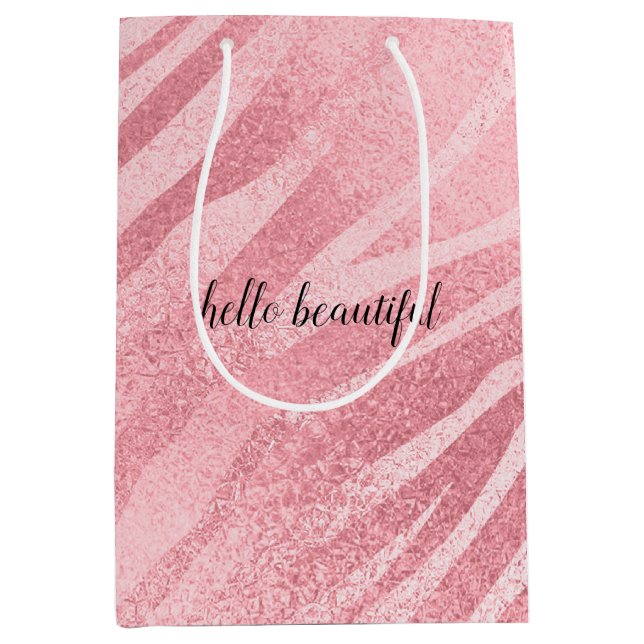 Sac Cadeau Moyen Impression Glam Pink Zebra (Devant)