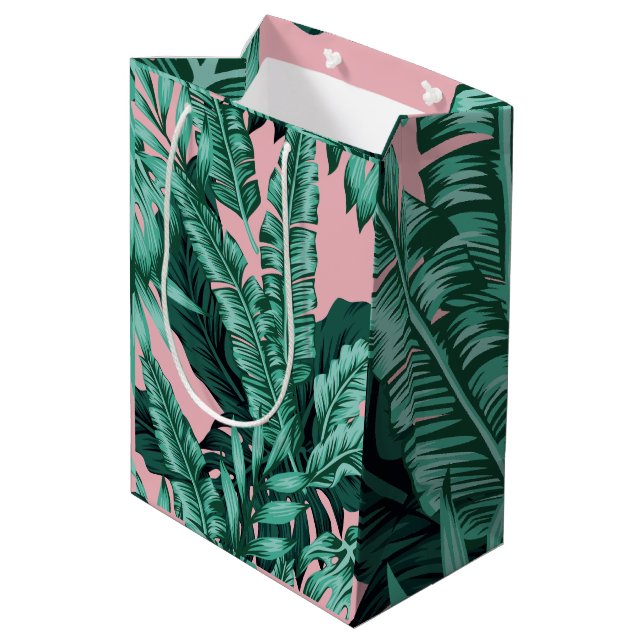 Sac Cadeau Moyen Impression Palme rose (Dos Angle)