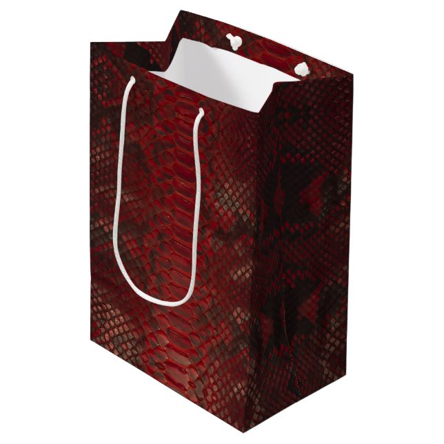 Sac Cadeau Moyen Impression Python rouge et noir (Devant Angle)