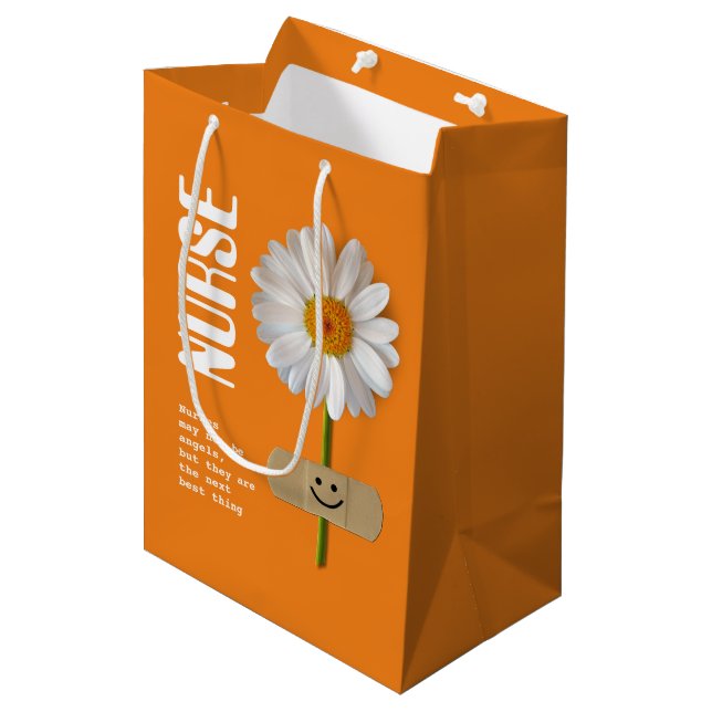 Sac Cadeau Moyen Infirmière Merci. Smiling Daisy (Devant Angle)