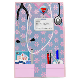 Sac Cadeau Moyen Infirmière rose