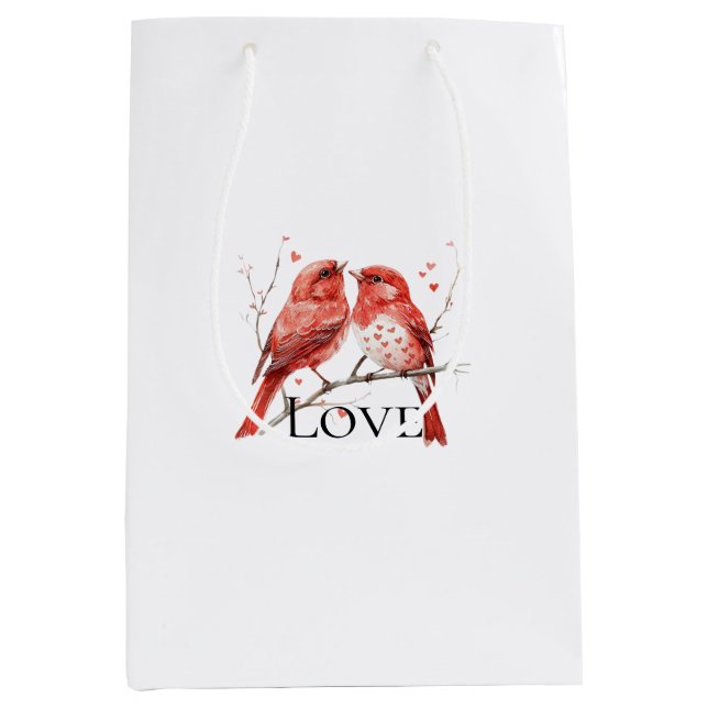 Sac Cadeau Moyen Inséparables de Red Hearts (Devant)