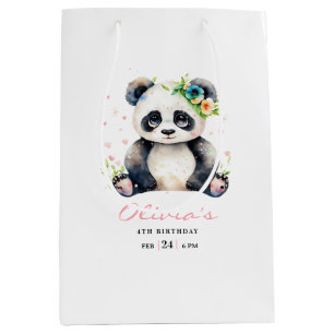 Sac Cadeau Moyen Invitation d'anniversaire de Panda, Invitation d'a