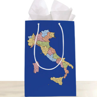 Sac Cadeau Moyen Italy Map Gift Bag – Colorful Regional Design