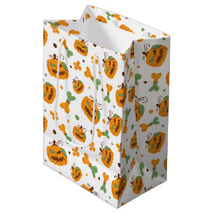 Sac Cadeau Moyen Jack-o-lanterne et os Halloween Éffrayant