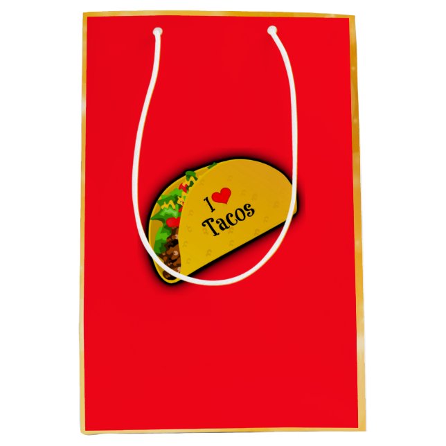 Sac Cadeau Moyen J'adore les Tacos (Devant)