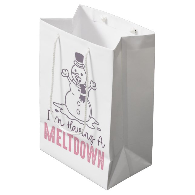 Sac Cadeau Moyen J'ai une fonte - Drôle Snowman Design (Devant Angle)